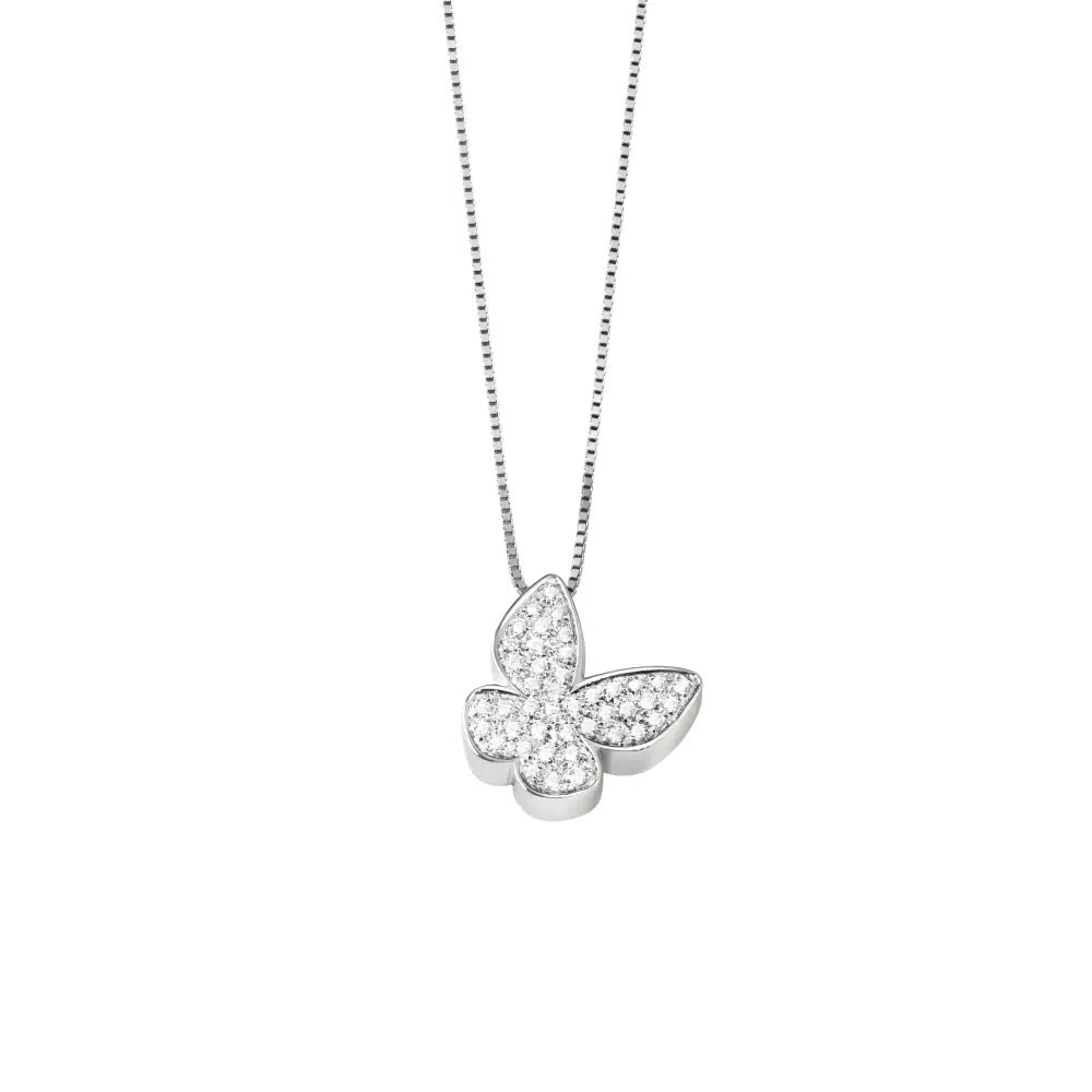 Collana Girocollo A Farfalla In Pelle Nera Con Strati Oro E Zirconia, Regalo Per Donna