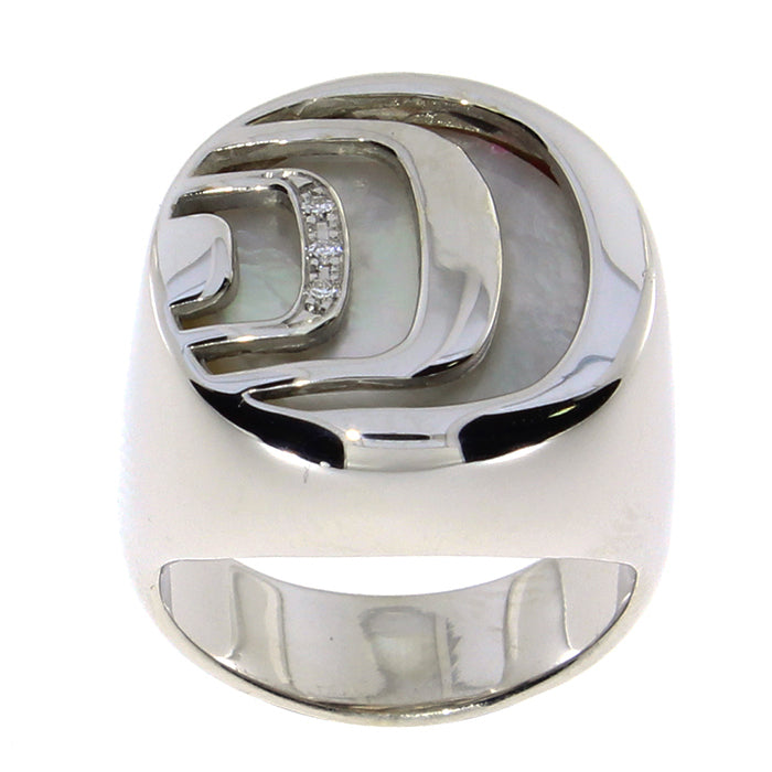  Damiani Damianissima Ring in Mother-of-Pearl Silver and Diamonds