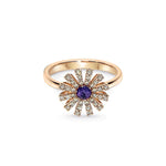  Damiani Margherita Ring in Rose Gold, Brown Diamonds and Amethyst
