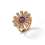  Damiani Margherita Ring in Rose Gold with Brown Diamonds and Amethyst