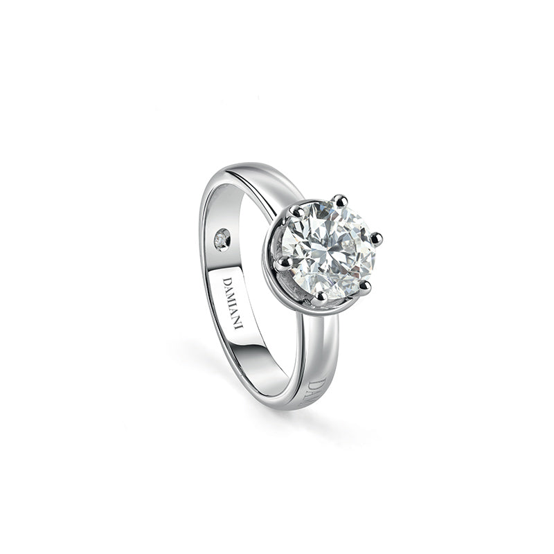 Damiani Anello di Fidanzamento Minou in Oro Bianco e Diamante ct 0.30 G IF GIA