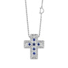  Damiani Belle Epoque Cross Necklace in White Gold, Diamonds and Sapphires