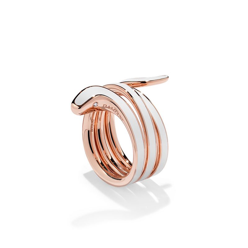  Damiani Eden Ring White Ceramic, Rose Gold and Diamonds