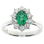  Damiani Ring in White Gold with Diamonds and Emerald