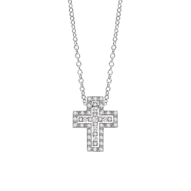  Damiani Belle Epoque Cross Necklace White Gold Diamonds