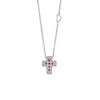  Damiani Belle Epoque White Gold Cross Necklace with Diamonds and Rubies