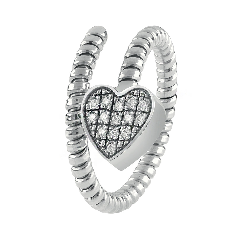 Salvini Minimal Pop Heart Ring in White Gold and Diamonds