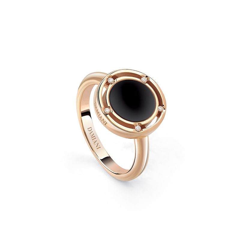 Damiani D.Side Ring in Rose Gold Onyx and Diamonds