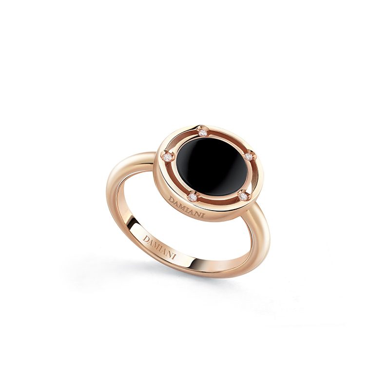 Damiani D.Side Ring in Rose Gold Onyx and Diamonds