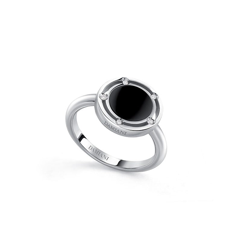  Damiani D.Side Ring in White Gold Onyx and Diamonds