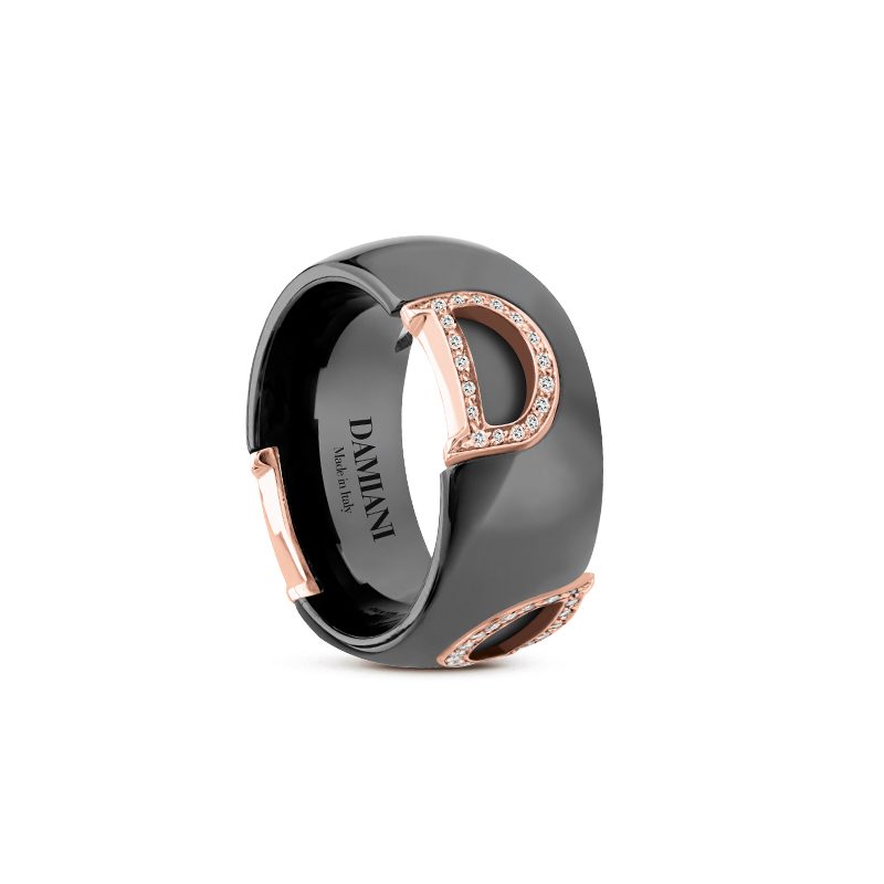 Damiani Anello D.Icon in Ceramica Marrone, Oro Rosa e Diamanti