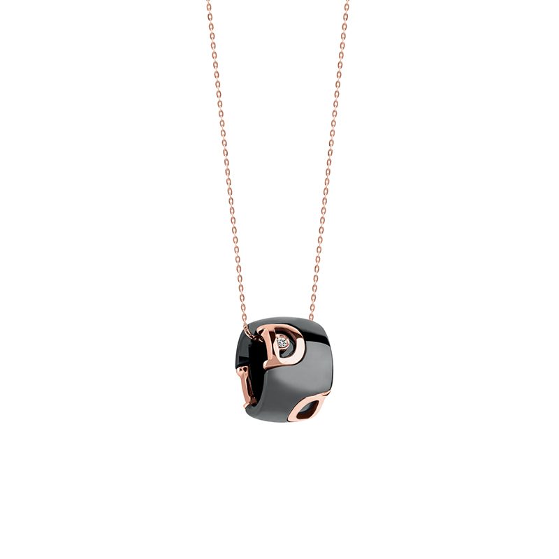 Damiani Collana D.Icon in Ceramica Nera, Oro Rosa e Diamante