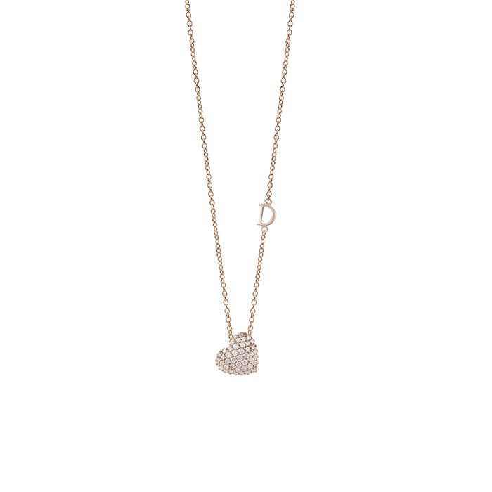  Damiani Heart Symbol Necklace in Rose Gold and Diamonds