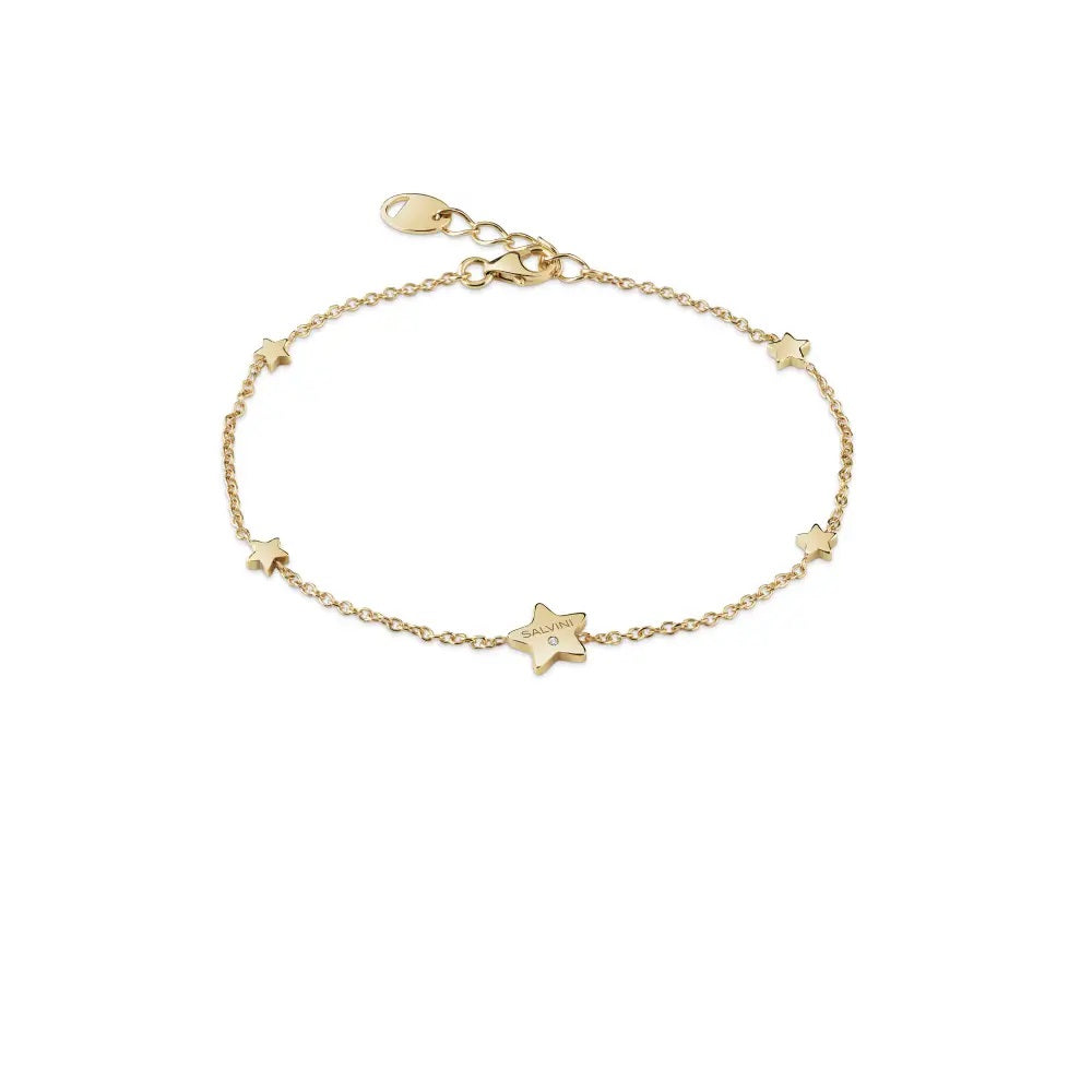  Salvini I Segni Star Bracelet in 9kt Yellow Gold and Diamond