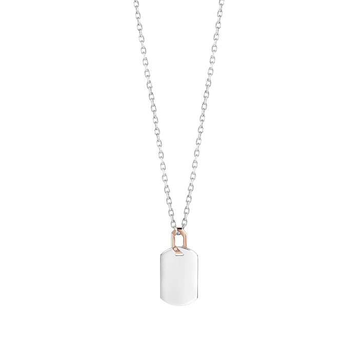 Salvini Link Necklace in Silver, Rose Gold and Diamond