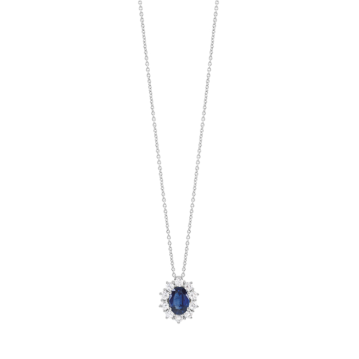 Salvini White Gold Necklace with Diamonds and Sapphire