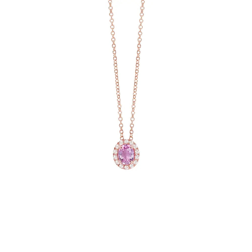  Salvini Dora Necklace Rose Gold Diamonds and Pink Sapphire