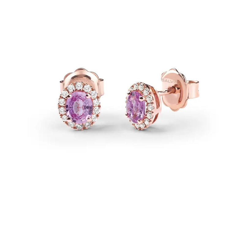  Salvini Dora Earrings in Rose Gold with Diamonds and Pink Sapphires