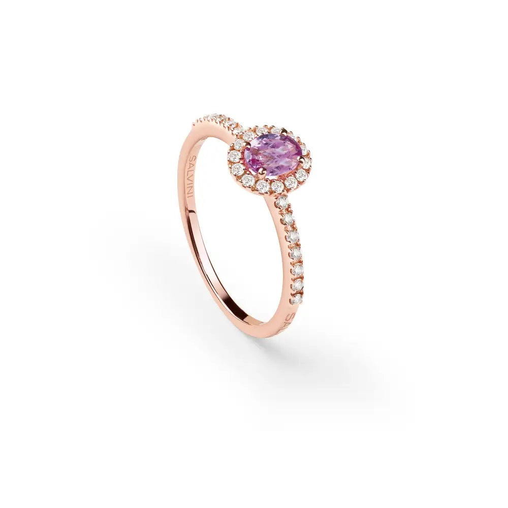 Salvini Dora Ring in Rose Gold with Diamonds and Pink Sapphire