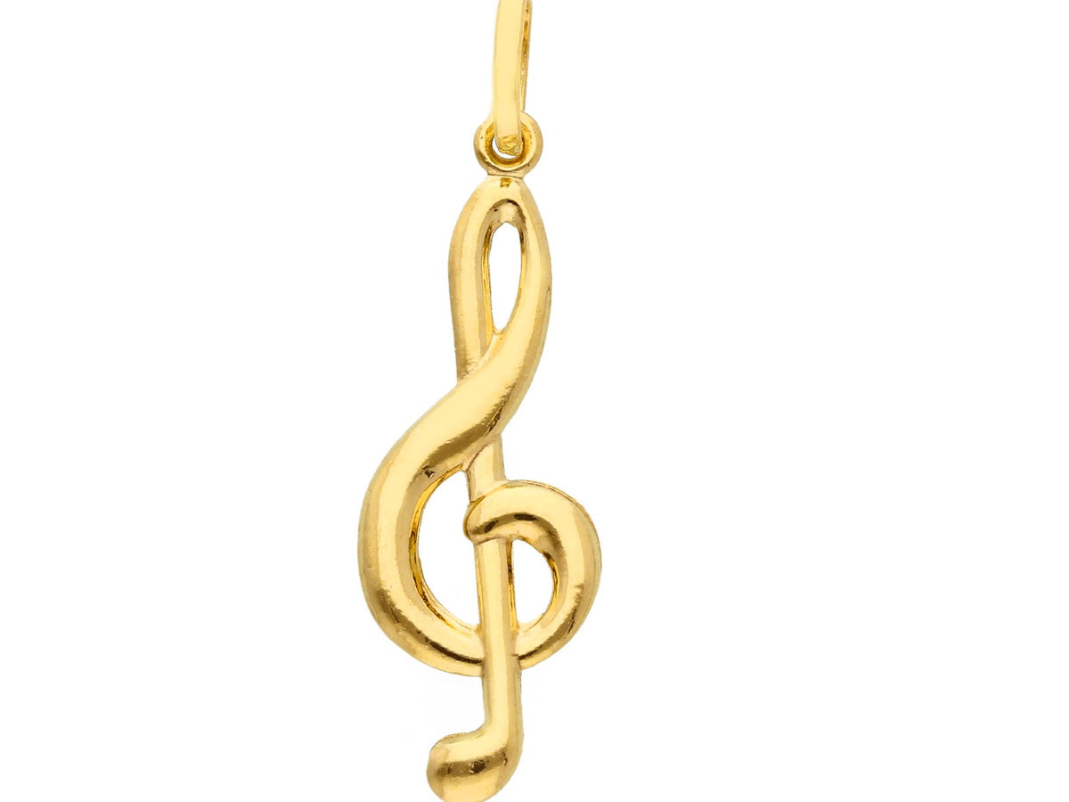  Treble Clef Pendant in 18kt Yellow Gold