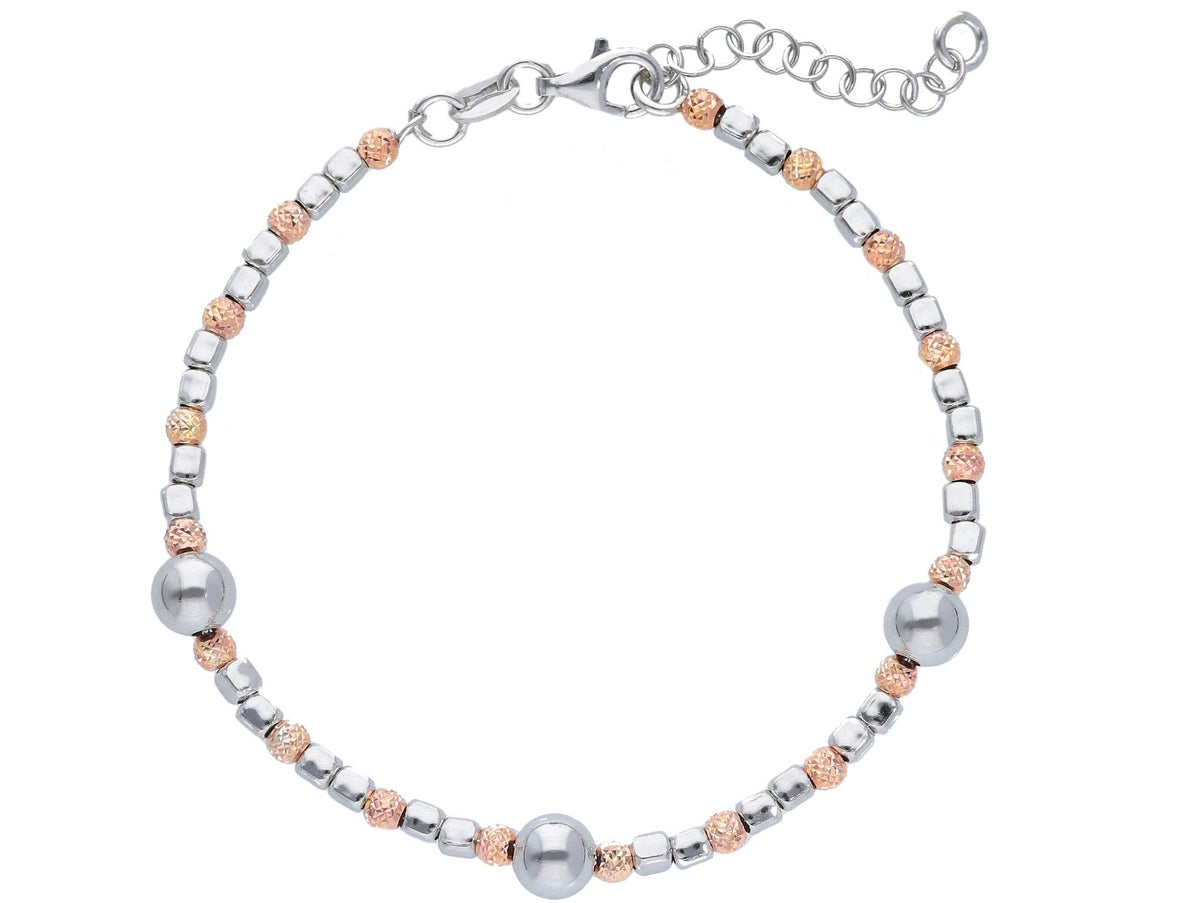 Maiocchi Silver Bracciale Boule Sfaccettate Argento e Rosate