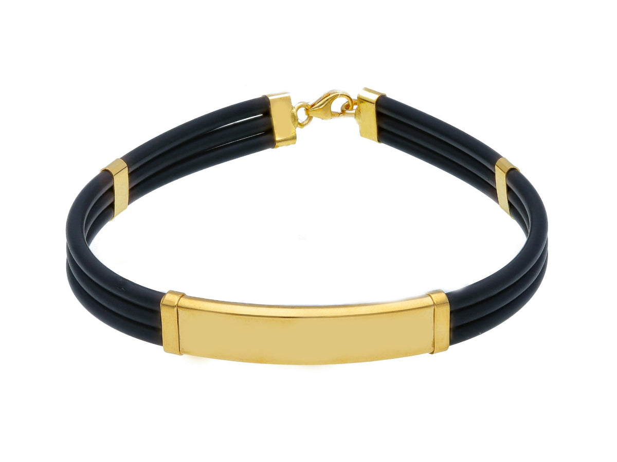 Bracciale Caucciù Con Piastra Oro Giallo 18kt