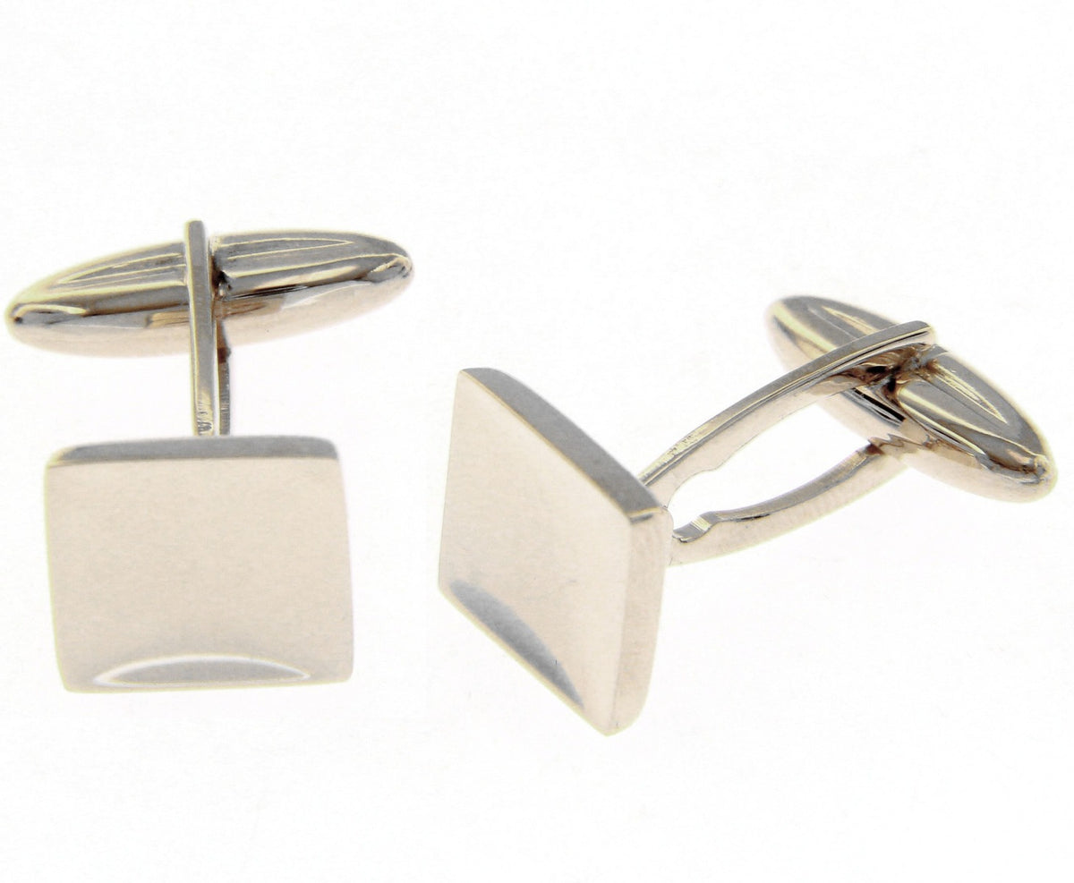 Concave Square Cufflinks in 18kt White Gold