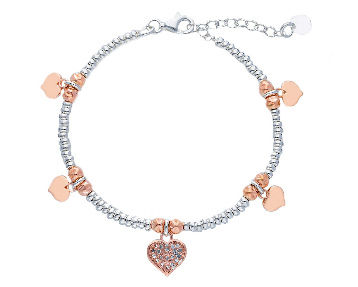 Maiocchi Silver Bracelet 5 Silver Hearts