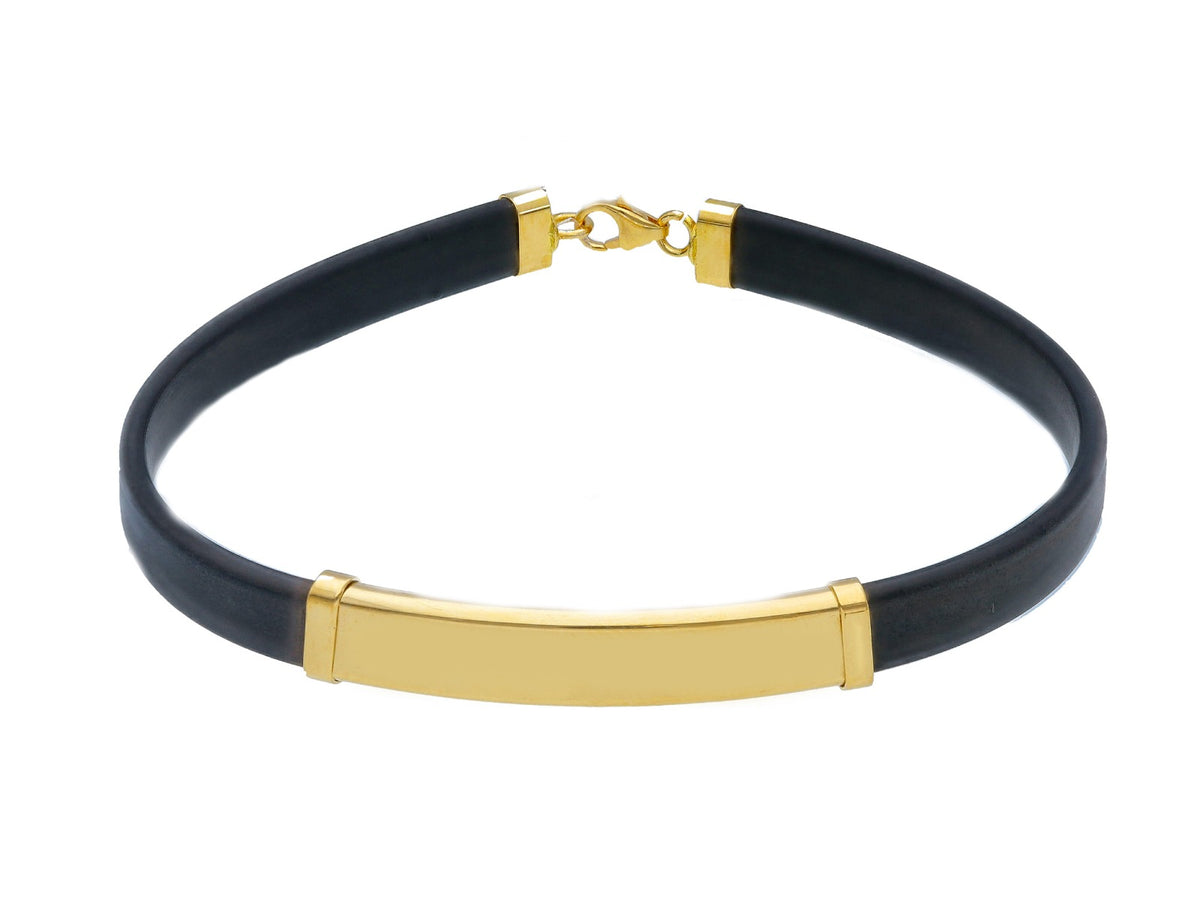 Bracciale Caucciù Con Piastra Oro Giallo 18kt