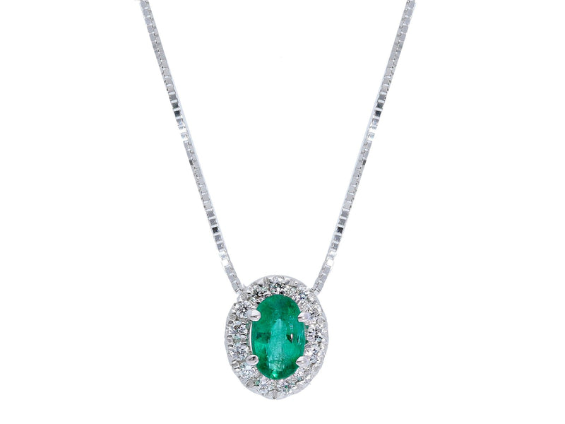  Necklace with Diamonds and Emerald ct 0.24