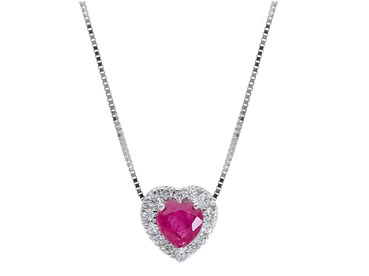 Necklace with Diamond and Ruby Heart ct 0.36