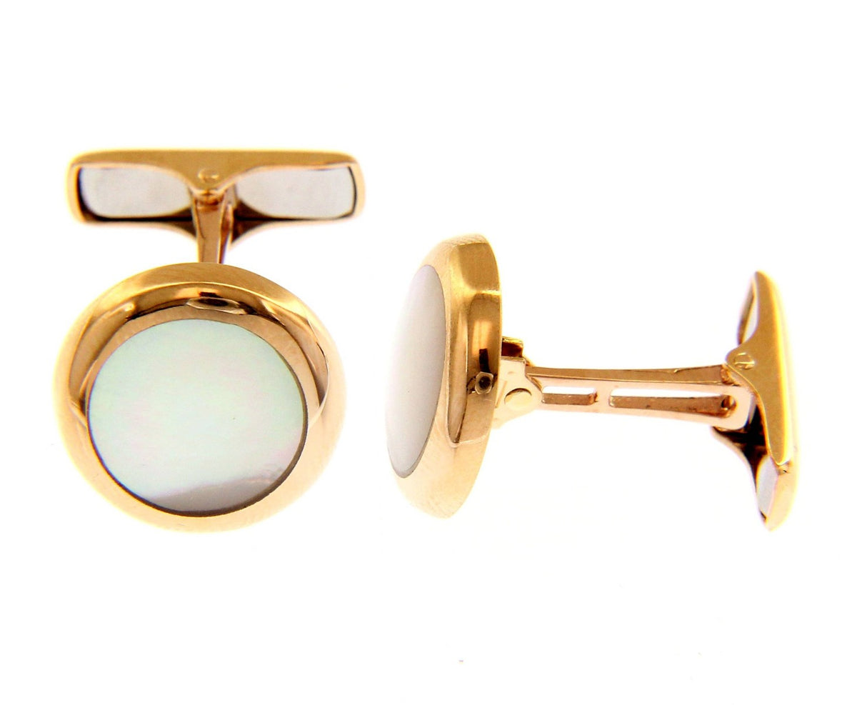 Round Cufflinks in 18kt Rose Gold and Mother of Pearl