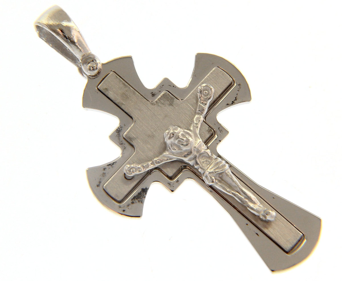  Maiocchi Silver Cross Pendant with Silver Christ