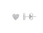  Maiocchi Silver Heart Earrings in Silver and Zircons