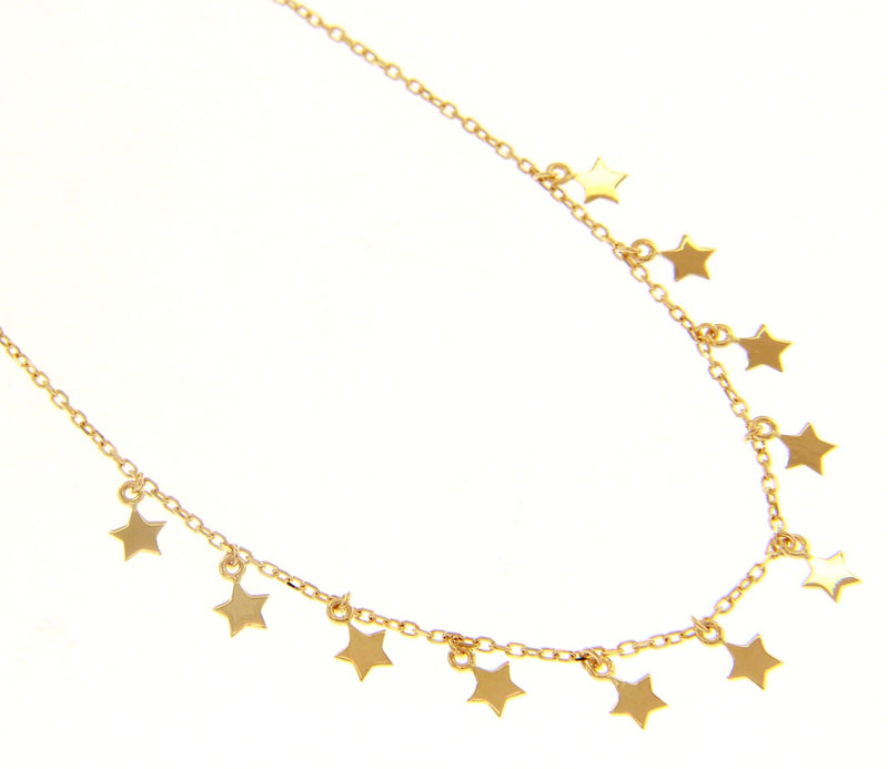  Necklace with 11 Pendant Stars in 18kt Yellow Gold