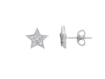 Maiocchi Silver Star Earrings in Silver and Zircons