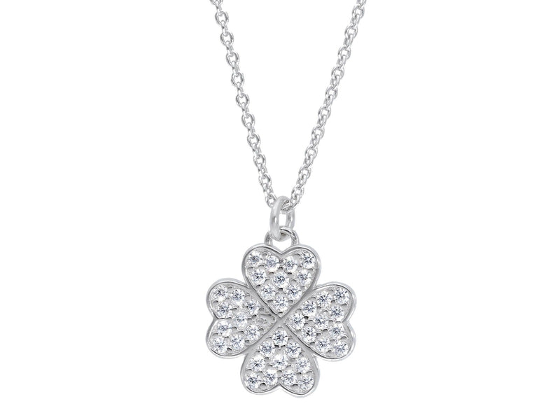  Maiocchi Silver Silver Four-Leaf Clover Necklace and Zircons