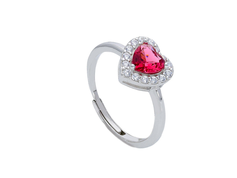  Maiocchi Silver Ring Silver and Red Heart Zircon