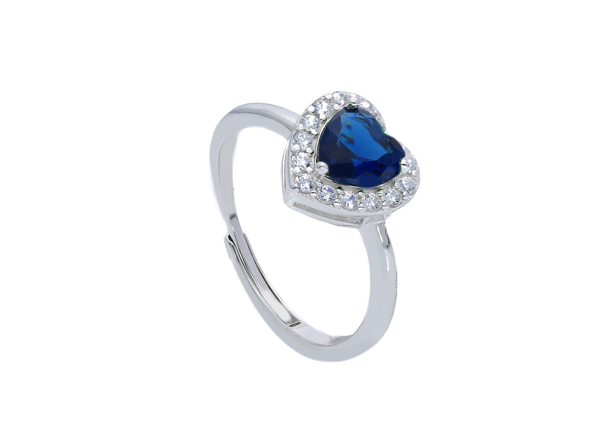 Maiocchi Silver Anello Argento e Zircone a Cuore Blu