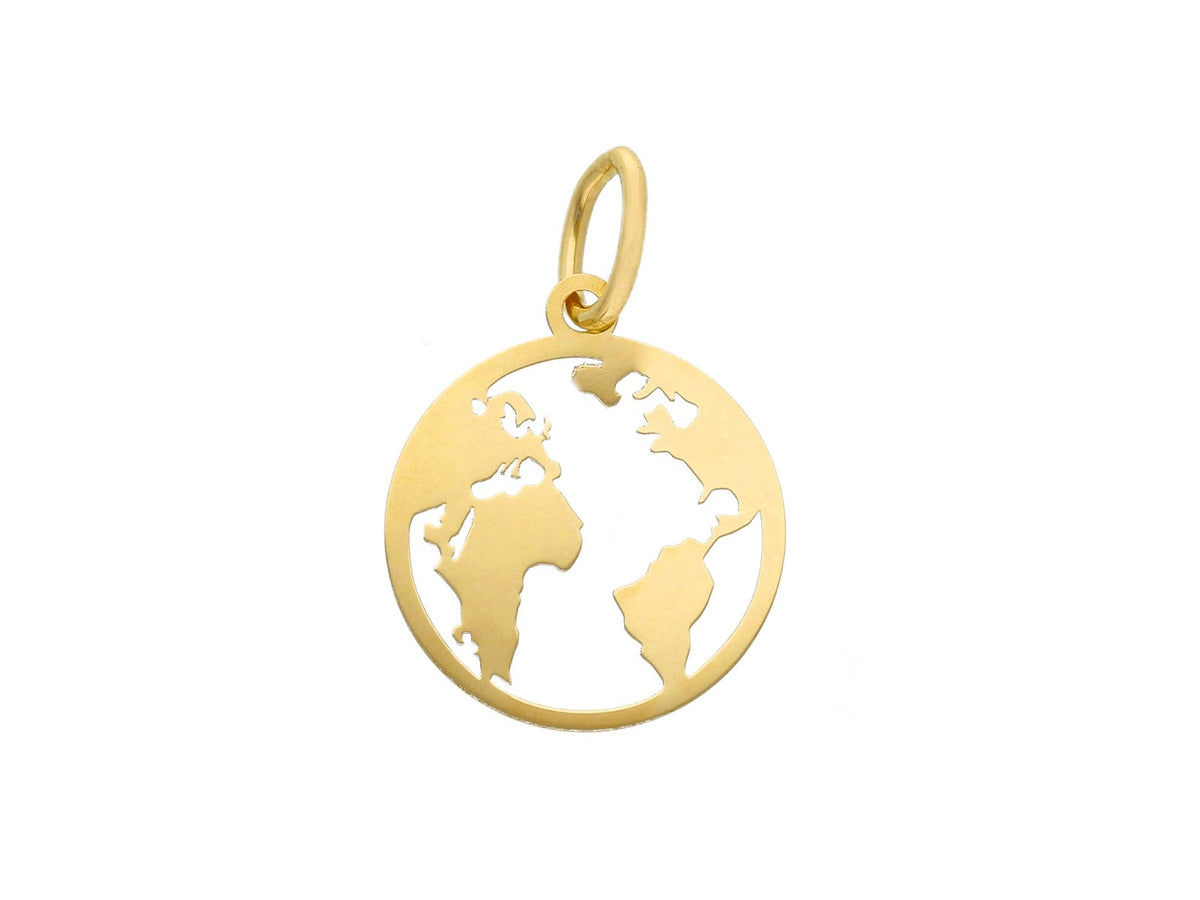  World Pendant in 18kt Yellow Gold