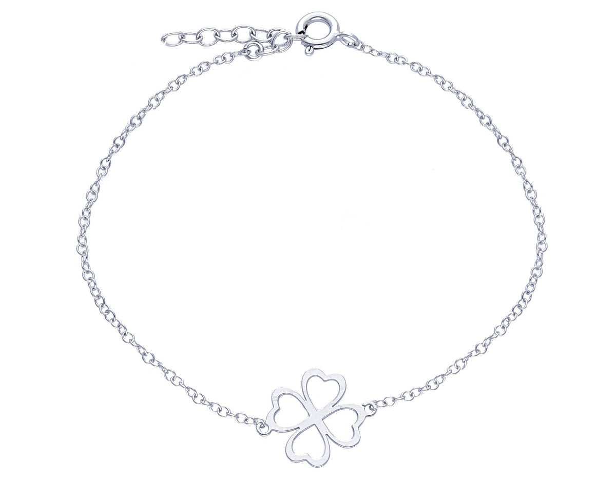  Maiocchi Silver Four Leaf Clover Charm Bracelet Silver