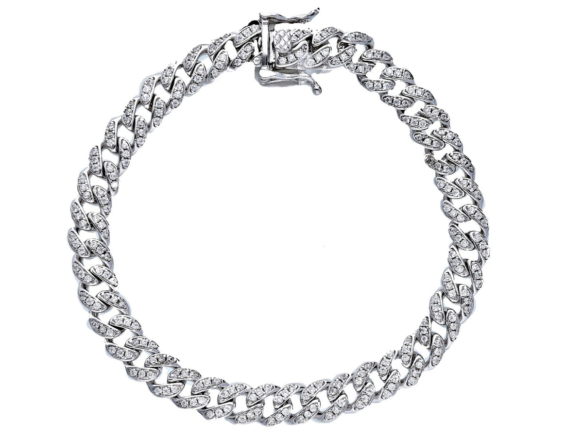 Maiocchi Silver Groumette Bracelet in Silver and Zircons