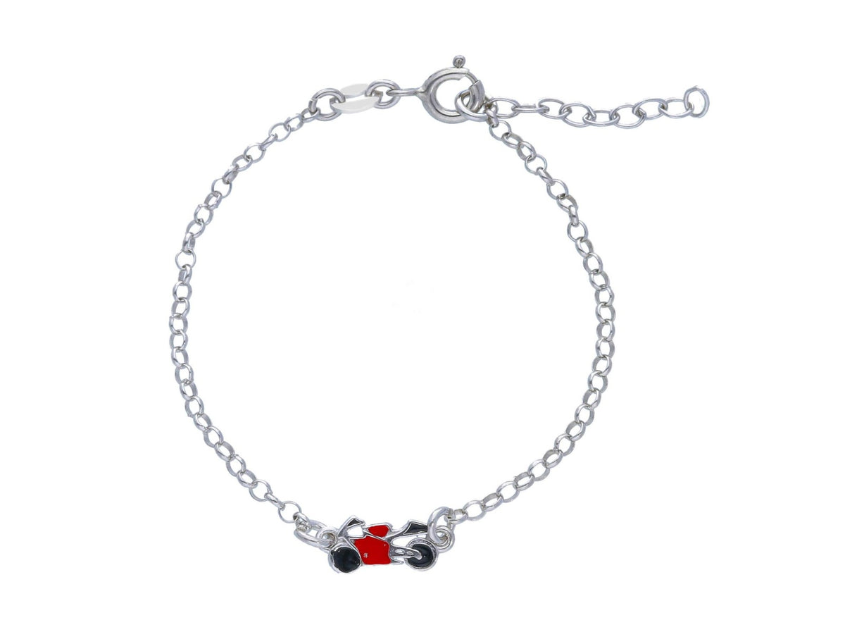 Maiocchi Silver Child Motorcycle Bracelet Silver and enamel