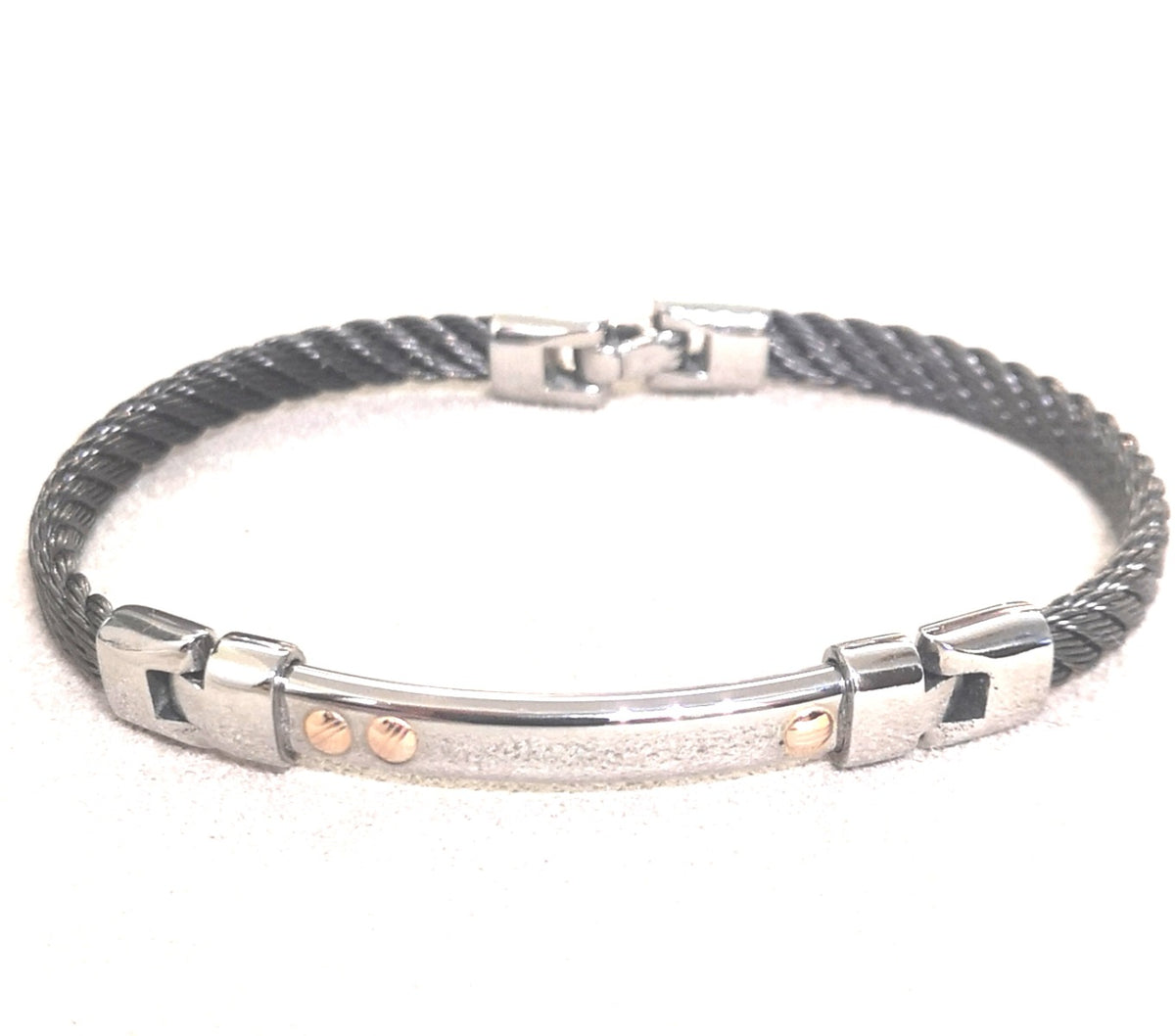 Bracciale Acciaio  Con Viti In Oro Rosa 18kt