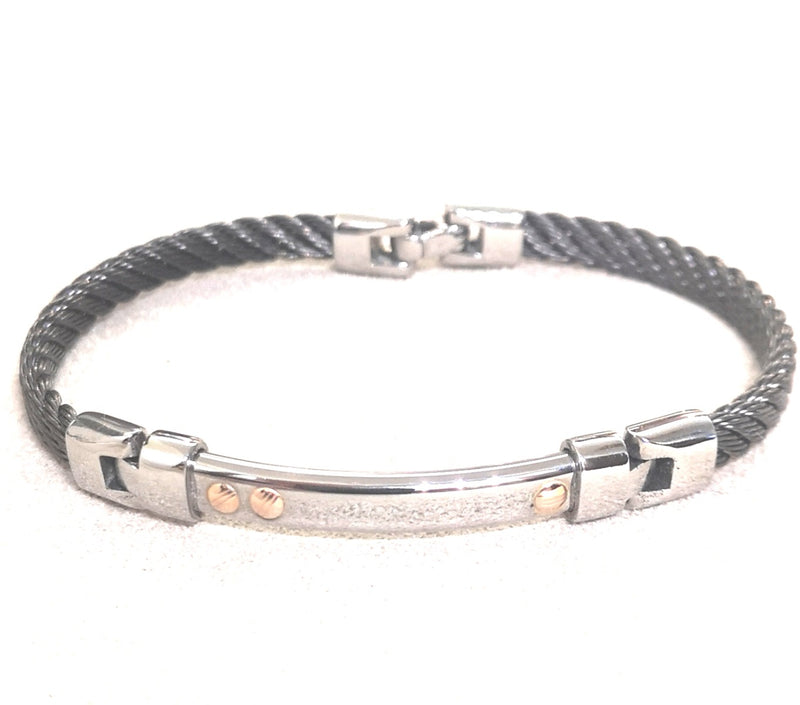  Steel bracelet with 18kt rose gold screws