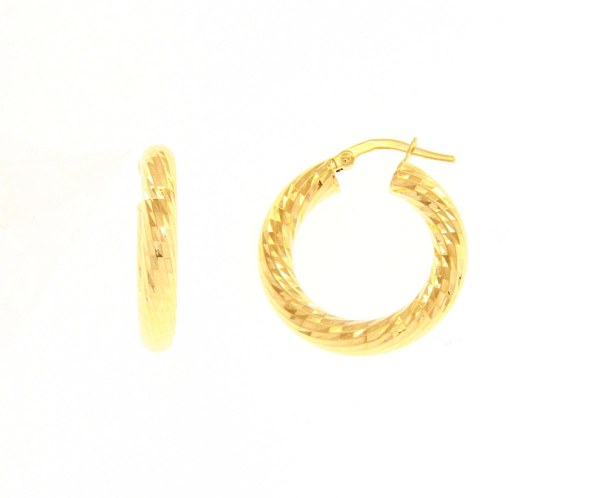 Orecchini a Cerchio Lavorati Oro Giallo 18kt cm 1,5