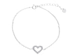  Maiocchi Silver Heart Shape Bracelet in Silver and Zircons
