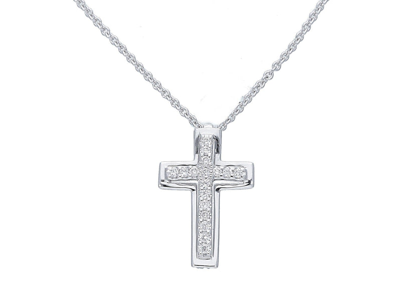  Maiocchi Milano Necklace with Cross in White Gold and Diamonds ct 0.05