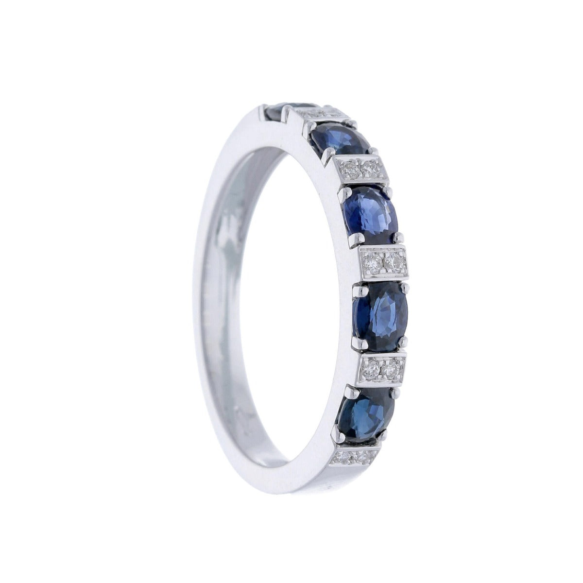 Maiocchi Milano Anello Fedina con Diamanti e Zaffiri ct 1.12