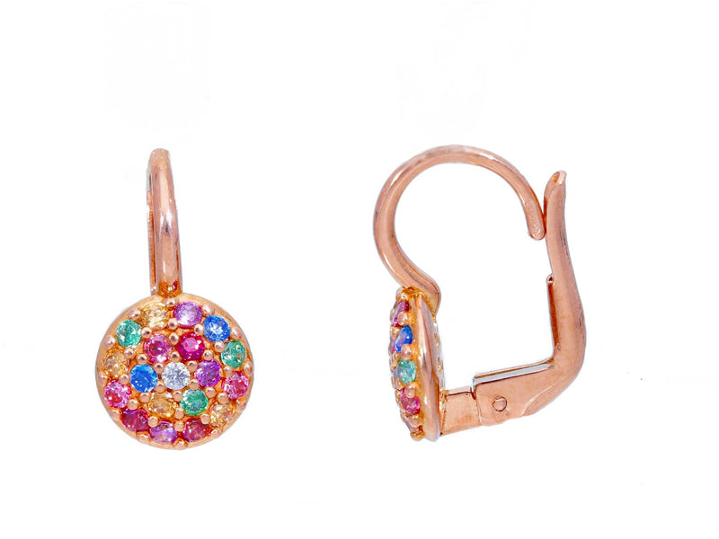  Maiocchi Milano Monachella Earrings in 18kt Rose Gold and Rainbow Zircons